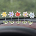 5Pcs/Set Swinging Flower Car Dashboard Center Console Cartoon Chrysanthemum Pendant Car Interior DIY Decoration Accessories