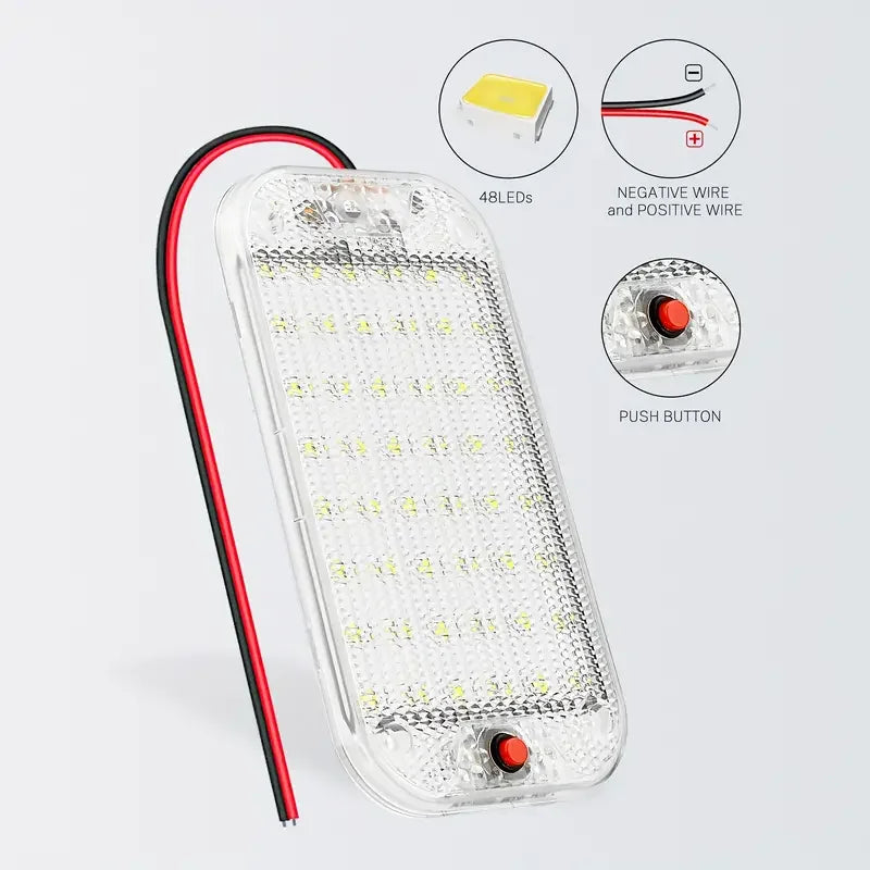 LED Interior Light Strip Bar For RV With Switch 48LED Camper Ceiling Light 12V-80V Truck Camper Boat Awning Car Reading Light