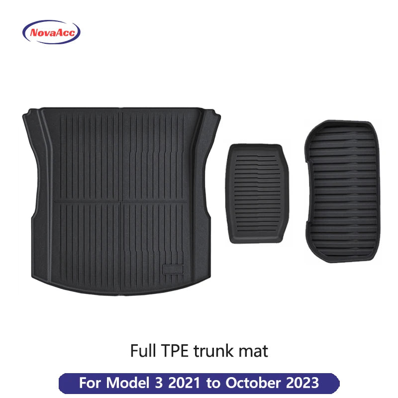 NovaAcc All TPE Floor Mats for Tesla Model Y 3 2021 to 2024 Left Rudder All Weather Foot Pad Automotive Interior Car Accessories