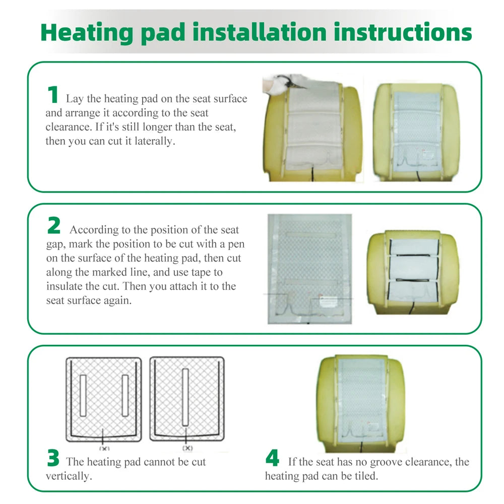 Universal Built-in Car Seat Heater Kit Fit 2 Seats 12V 100W Carbon Fiber Heating Pads with 3 Levels Control Switch System