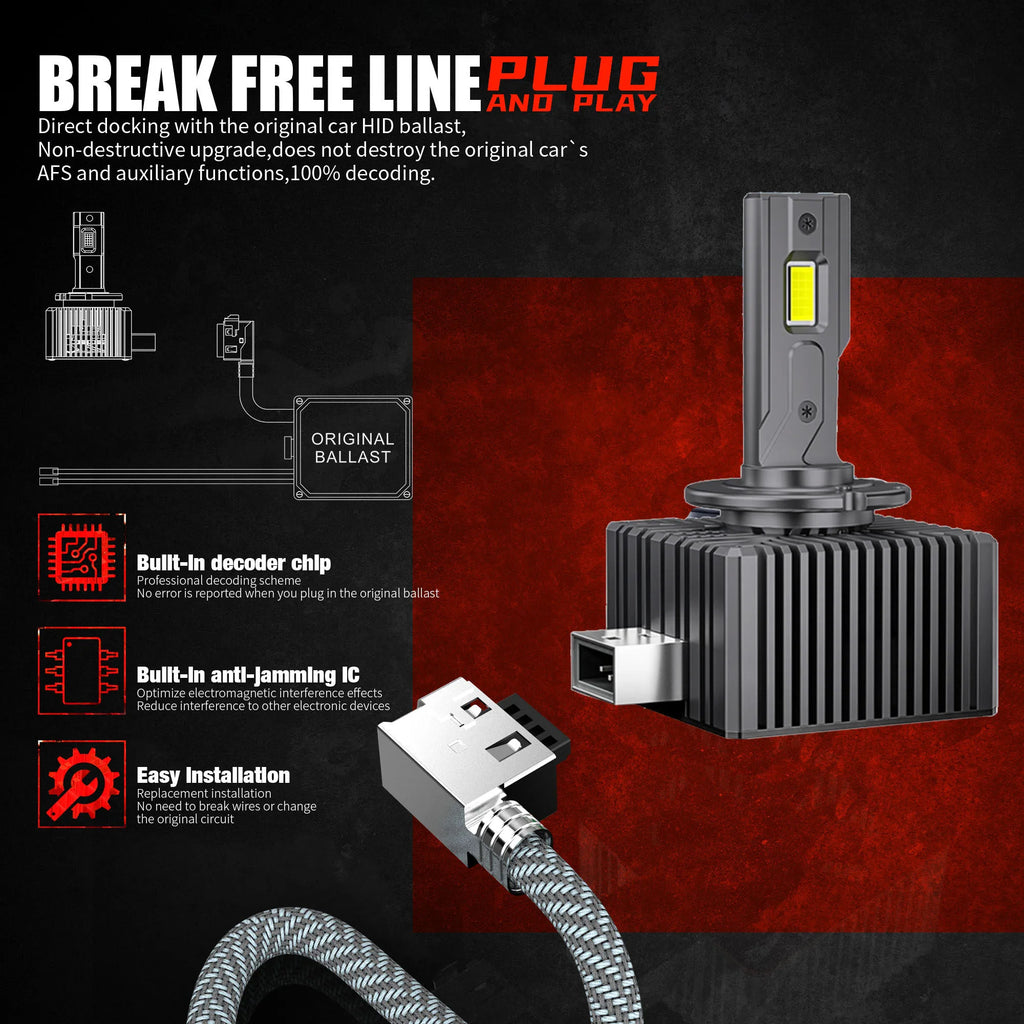 2PCS 30000LM D1S D3S Headlight 35W D2S D2R D4S D4R D5S D8S LED Canbus Lamps  Auto LED Lights Bulb For Car Lights 6000K Plug&Play