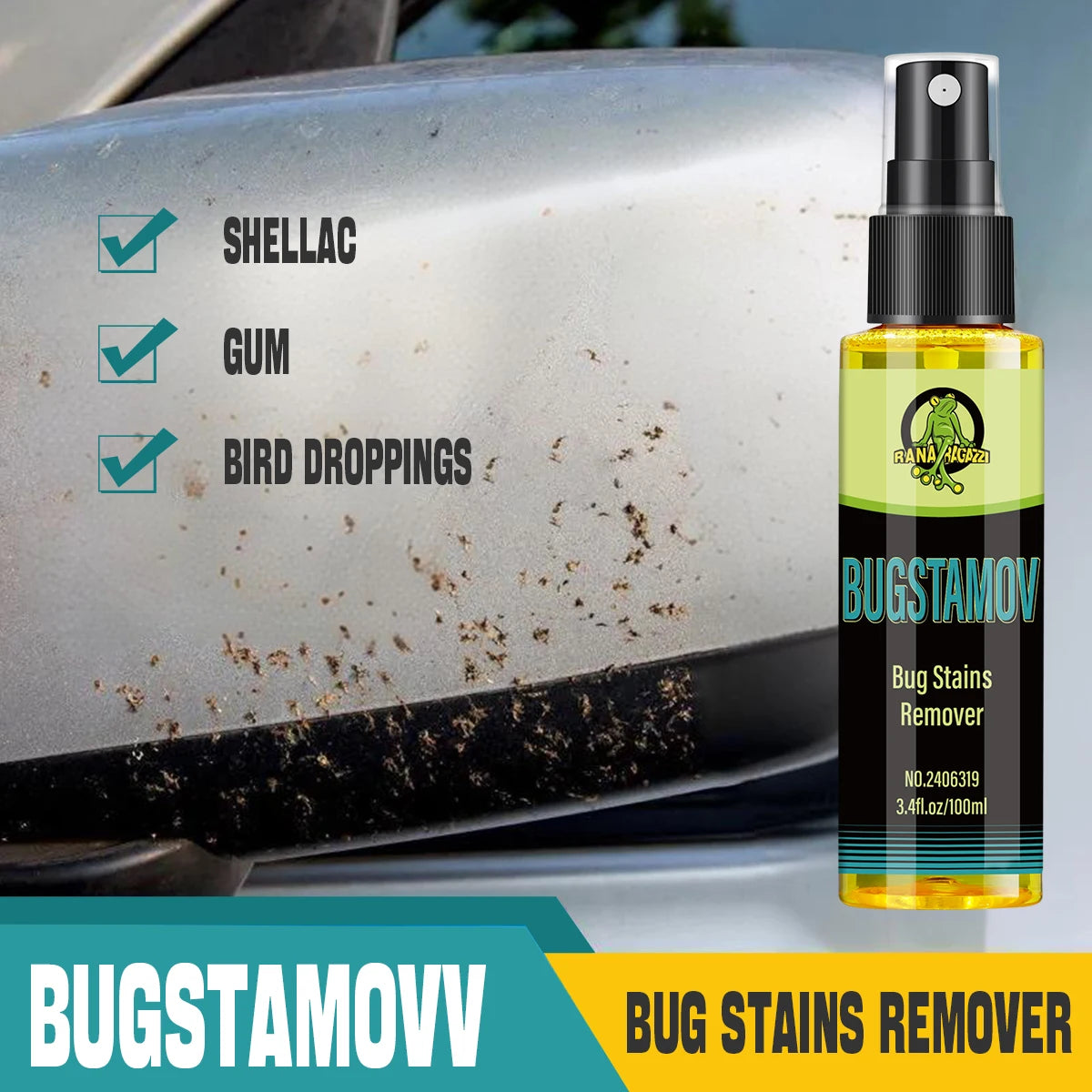 Bug Stains Remover Insect Gum Bird Droppings Flying Paint Car Stickers Strong Adhesive Remover Ceramic Car Coating ﻿RG319