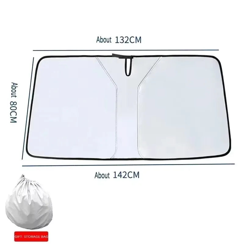 Foldable Car Sunshade Upgraded Thick Titanium Silver for Front Windshield Reflective Heat Shield Sun Visor with Storage Bag