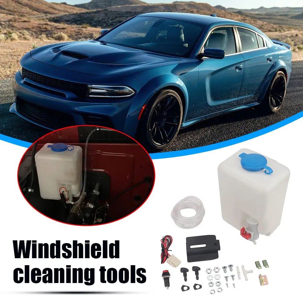 1.5L 12V Universal Windscreen Washer Bottle Tank Pump Wiper System Reservoir Kit Fluid Nozzle Sprayer Car Windshield Clean Tools