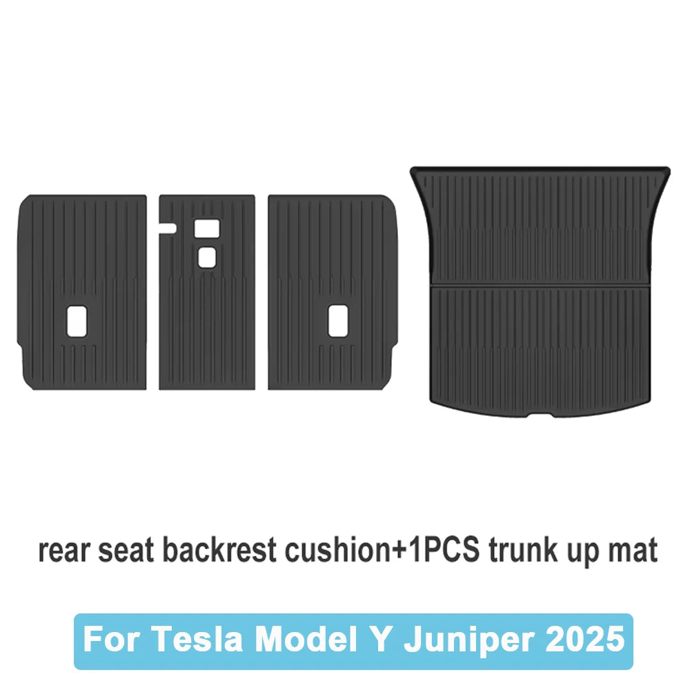 Car Trunk Mat For New Tesla Model Y 2025 Juniper TPE Floor Mats & Cargo Liner All Weather Trunk Mats Floor Liner Backrest Mats