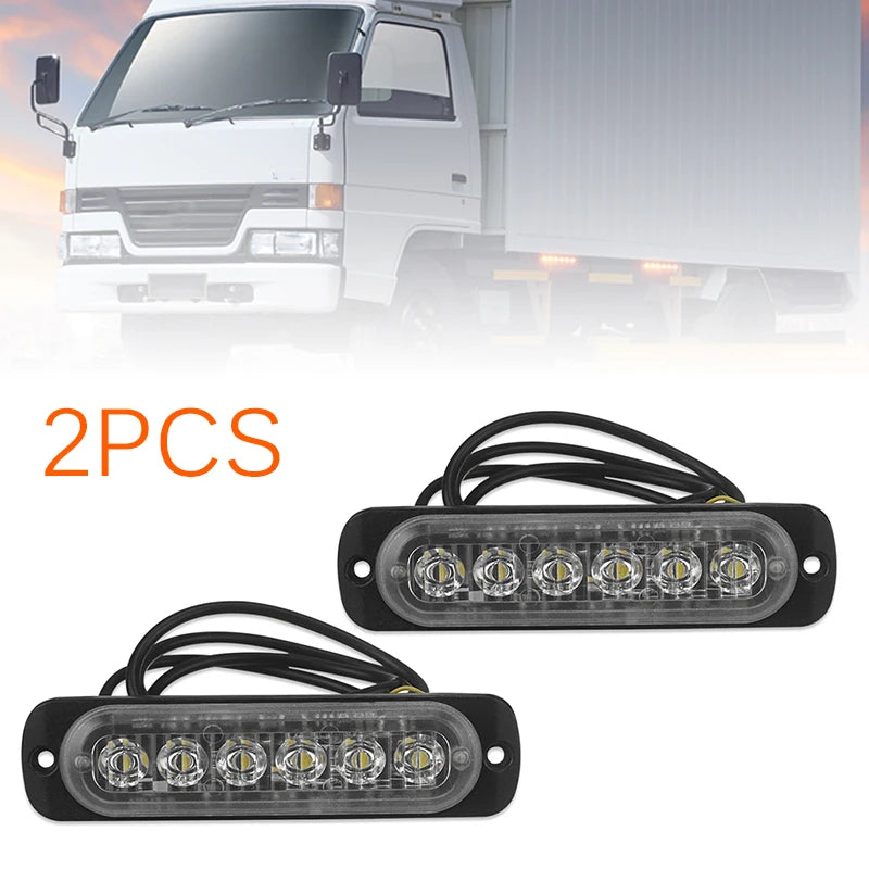 2pcs 12V-24V Fog Lights LED Work Light Flood Light Off-Road Car External Lights White 6 SMD LED Indicator Light Tail Rear Lamps