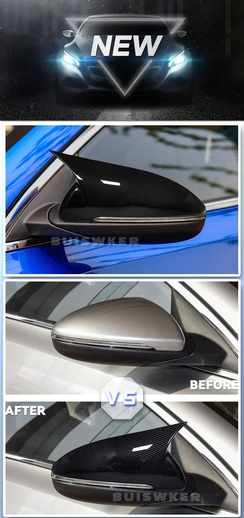For KIA K3 Cerato Forte 2019 2020 2021 2022 Rearview Side Mirror Cover Wing Cap Exterior Door Rear View Case Trim Carbon Fiber