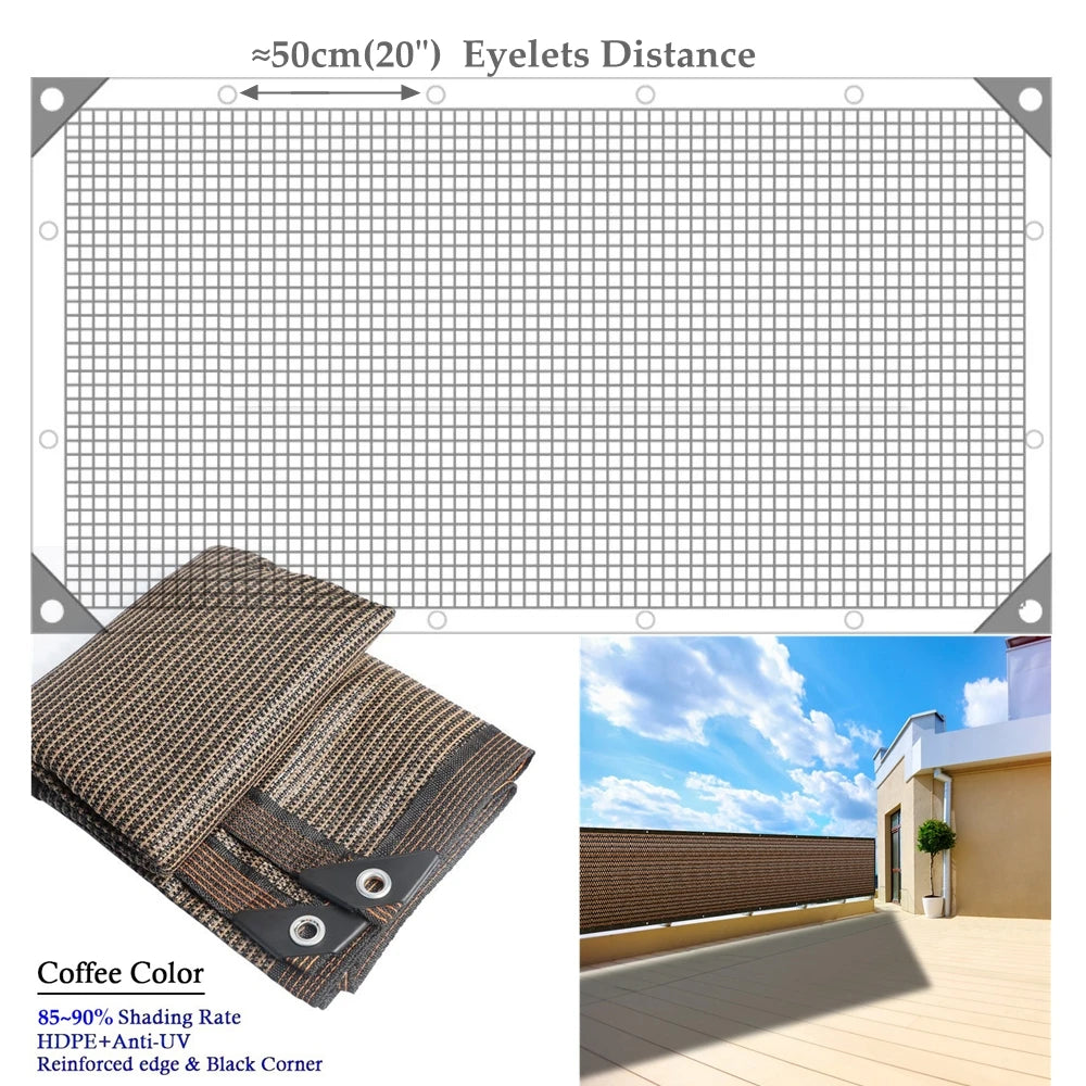 90% Shading Breathable Balcony Privacy Screen Outdoor Sun Shade Net Gazebo Patio Shade Cloth Screen Garden Fence Netting