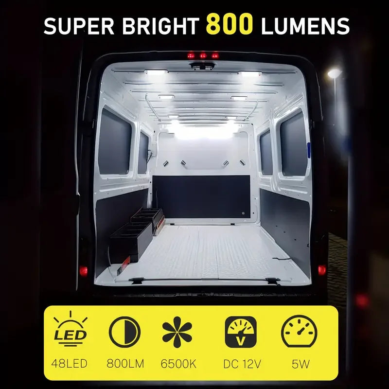 LED Interior Light Strip Bar For RV With Switch 48LED Camper Ceiling Light 12V-80V Truck Camper Boat Awning Car Reading Light