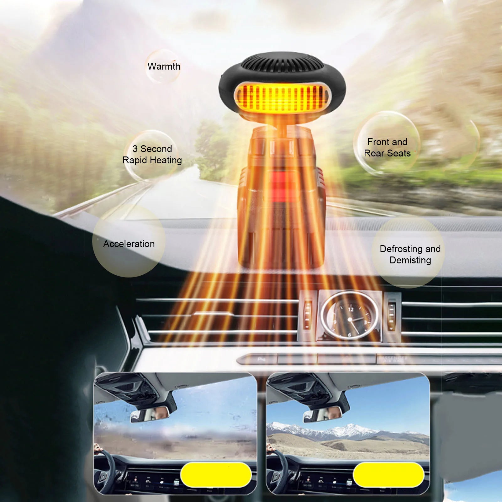 Wireless Rechargeable Heater Usb Outdoor Car Quick Heating Defogging Fan Portable Lithium Battery Heater Car Accessories