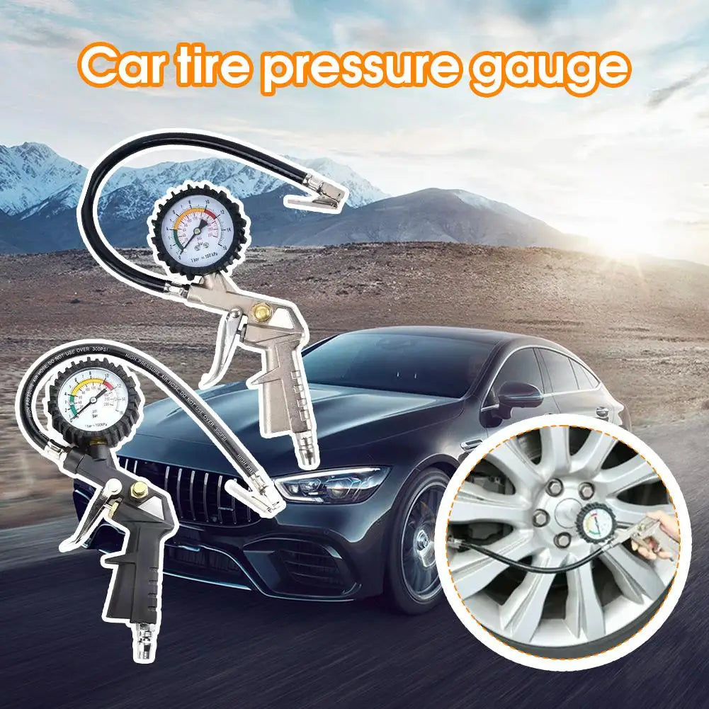 3-IN-1 Tire Pressure Gauge For Car Motorcycle SUV Inflator Pumps Tire Repair Tools Pressure Gun Type For Air Compressor Durable