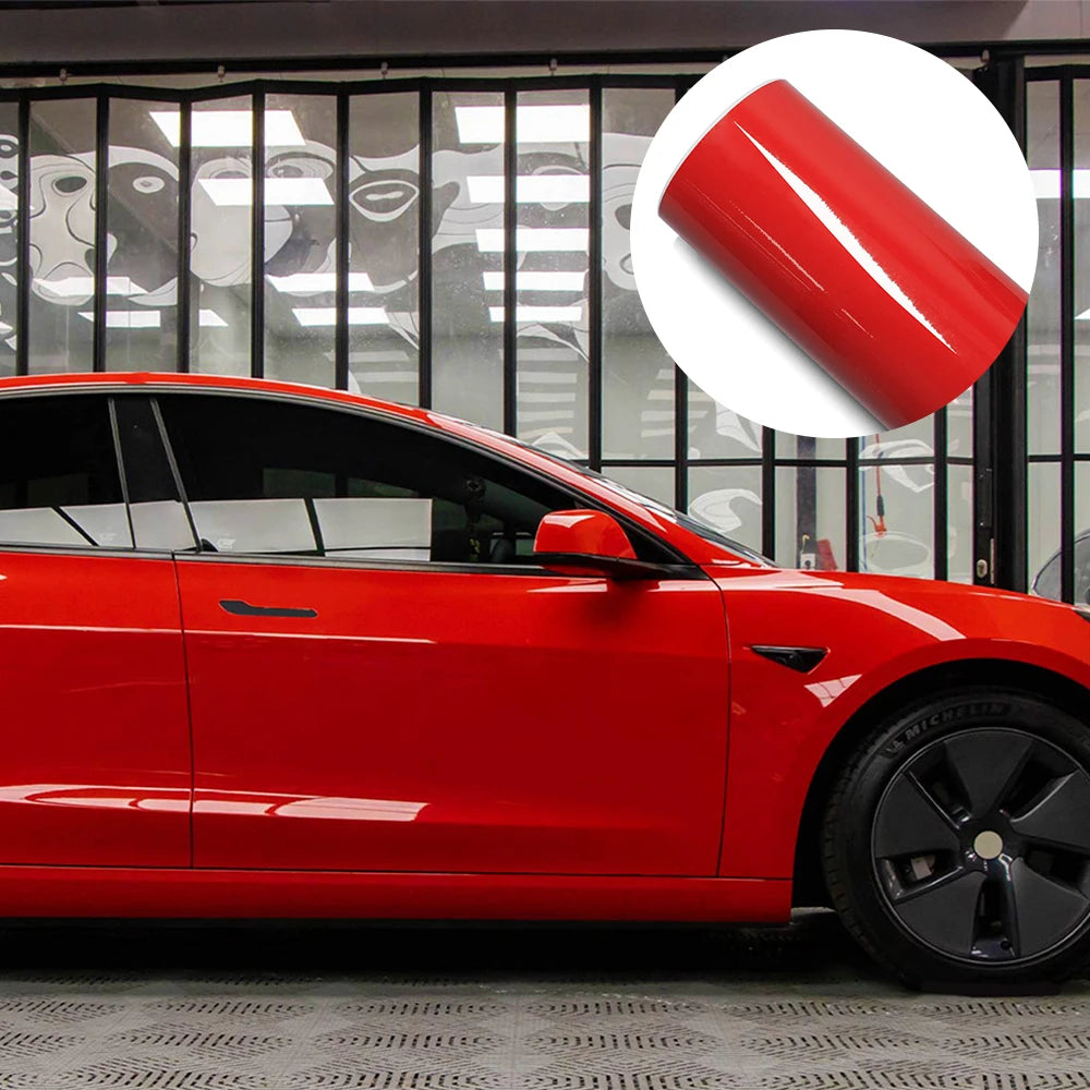 Bright Glossy Red Vinyl Wrap Car Stickers Color Change Film Auto Wrapping Film Bubble Free Sticker Vinyl Decals Car Accessories