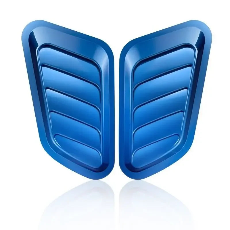 2Pcs Universal Carbon Fiber Car Hood Decoration Personality Shark Gills Simulation Air Outlet Design Durable Pasted Leaf Board