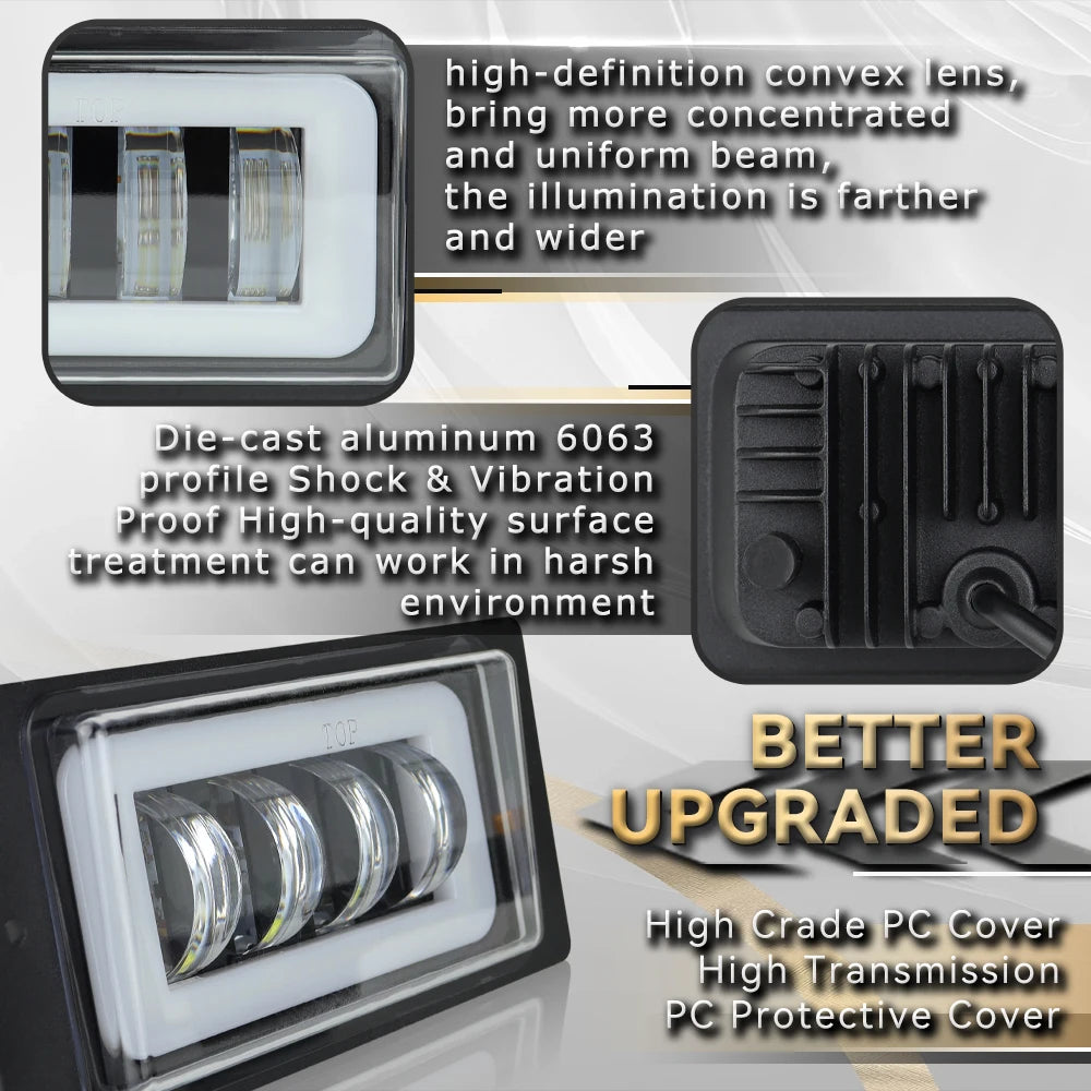 12v Square Led Headlight Daytime Running Light Turn Signal Lada Fog Lamp DRL Headlamp Assembly Car Accessories For Lada Offroad