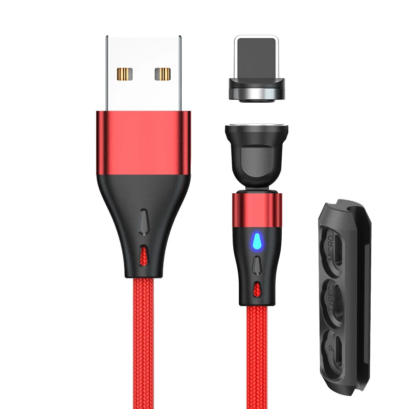 540 Rotate Magnetic Cable 3A Fast Charging Micro USB Type C Cable For iPhone 15 14 Xiaomi Samsung Data Cord with Storage Case
