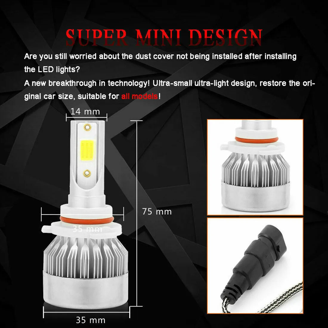 car led headlights 2Pcs C6 H4 H7 H11 9005 9006 7600LM 36W LED Car Headlight Hi / Lo Beam Light Bulbs colour 6000K