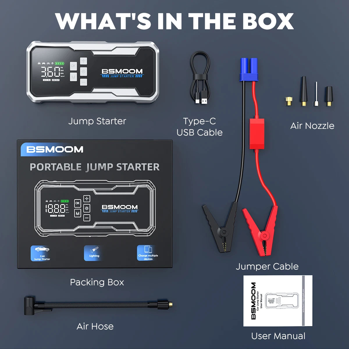 6000A Car Jump Starter Power Bank Portable 160PSI Air Pump Car Battery Emergency Boosters Starting Device Car Starter