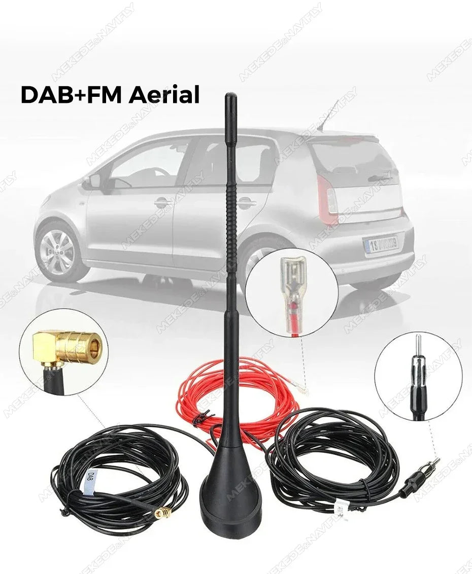 DAB Auto Radio Aerial Amplified Roof Mount Rod Antenna AM/FM Din SMA Male Connector 5m Cable for JVC Kenwood Pioneer Receiver