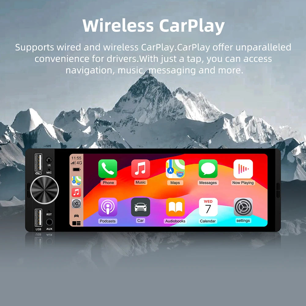 Car Radio Audio 1Din Universal 6.36 inch Car Multimedia Video Player IPS HD Screen USB/Type-C Charge Support BT FM USB AUX Cam