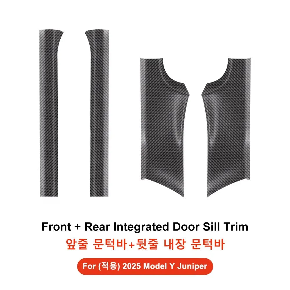 YZ For Tesla Model Y Juniper 2025 TPE Floor Mat Carbon fiber pattern Car waterproof Anti-Slip Trunk Floor Liner Backrest Mats