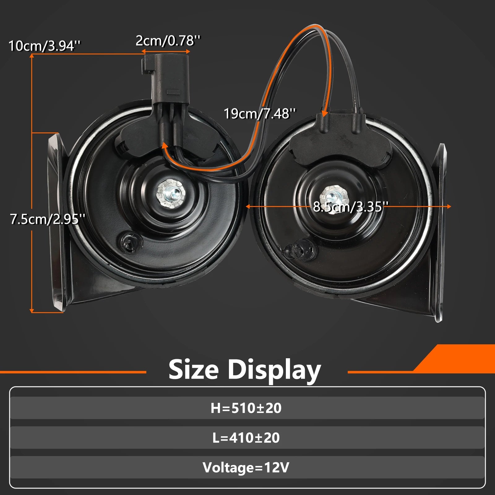 Pair of 12V 120db Twin Tone Snail Horn For Ford Fiesta Focus Fusion Mondeo Crown Victoria Mustang EcoSport Espace Explorer Edge