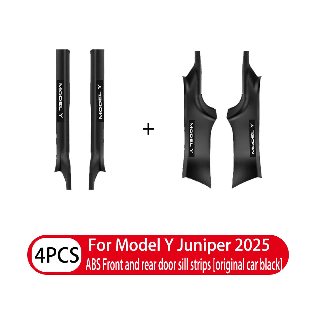 2 4 8Pcs For Tesla Model Y Juniper 2025 ABS Front Rear Door Sill Protector Threshold Strip Anti-kick Guard Panel Waterproof Pad