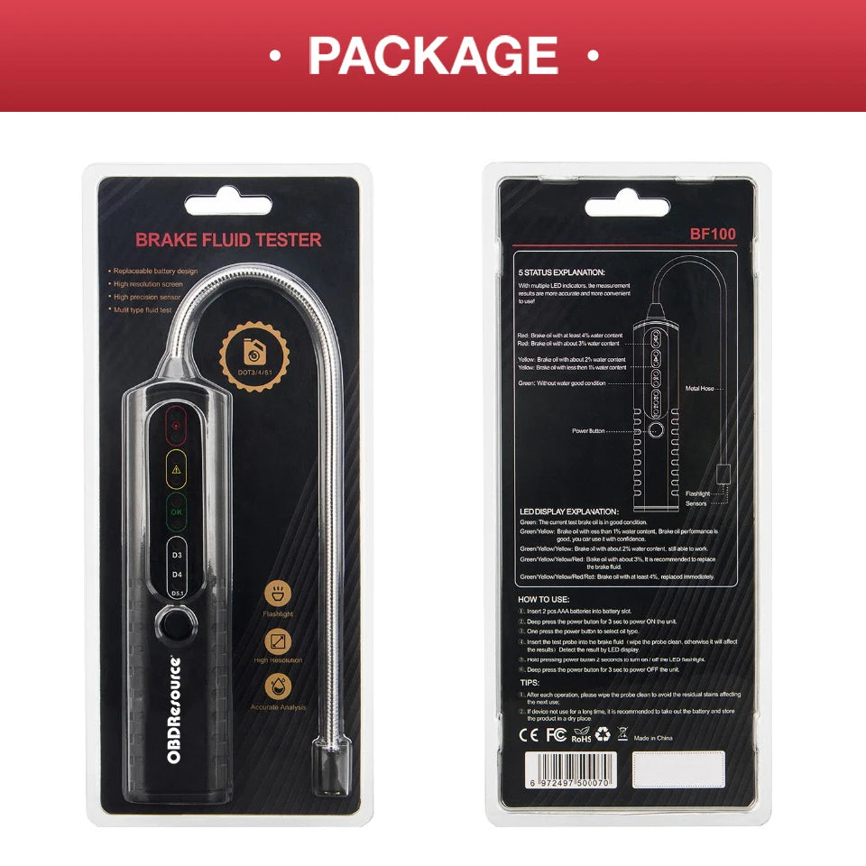 BF100 Digital Brake Fluid Tester Car Brake Fluid Quality Inspection Tool BF200 DOT3 DOT4 DOT5.1 Brake Fluid Tester Tool