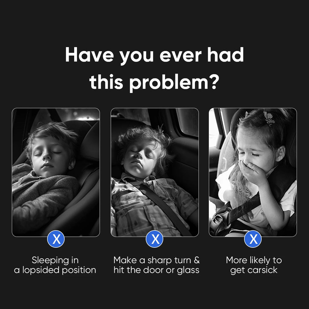 Ergonomic 360° Adjustable Auto Cervical Pillow with Memory Foam & Side Pads One-Click Sleep Headrest for Car Travel BMW Benz