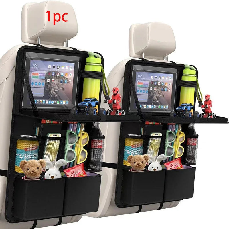 Foldable Car Seats Organizer with Tray Tablet Holder Multi-Pocket Storage Car Interior Stowing Tidying Universal Car Accessories