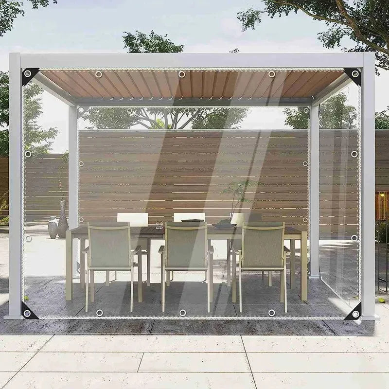 99.9% Transparent PVC Tarpaulin Balcony Gazebo Windproof Waterproof Fence Screen Rainproof Cloth Clear Tarp Cover