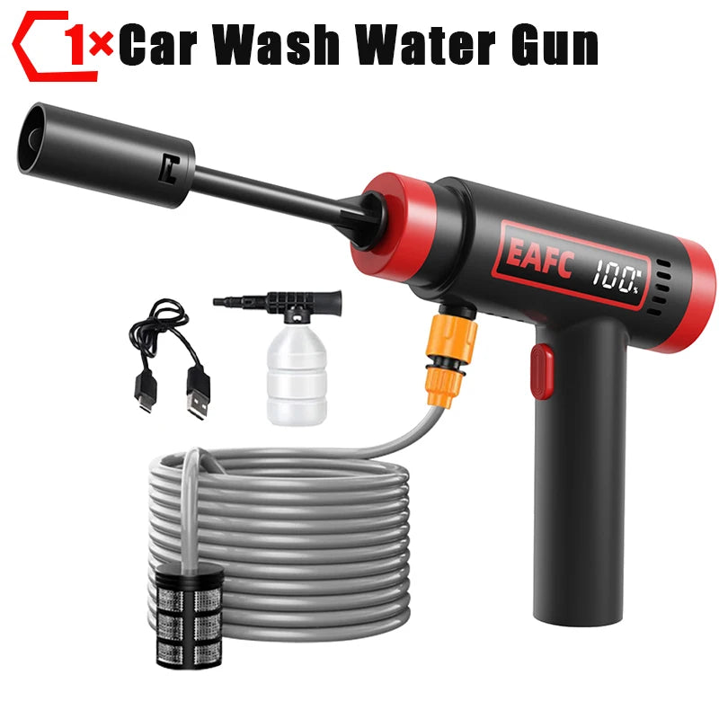 EAFC 60Bar Cordless High-Pressure Washer Water Gun Build In 12000mAh Lithium Battery Self Priming Sustain Machine for Auto Home