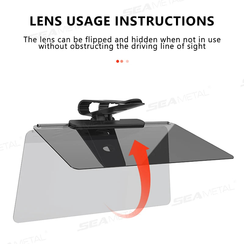 SEAMETAL Car Sun Visor Sunshade Goggles Anti-UV Adjustable Car Mounted Mirror Sun Visor Extender Safety Driving Car Accessories