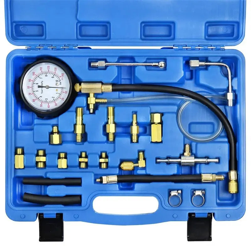 Fuel Pressure Tester Gauge Kit 140PSI Automotive Engine Injector Pump Test Motorcycle Gasoline Gas Injection Manometer Tool Set
