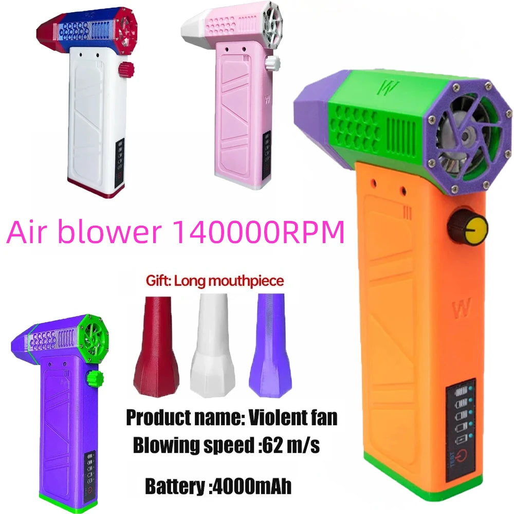 Mini turbo jet portable fan with three adjustable modes, 140,000 rpm, 62 m/s, for cleaning dust from cars and other cleaning too