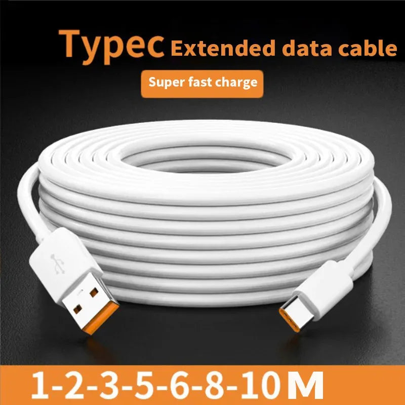 3/5/8/10M Long USB Type C Cable For Samsung S10 Fast Charging USB-C Type-C Cable For Huawei Xiaomi Mi 9 Oneplus 6t USBC Charger