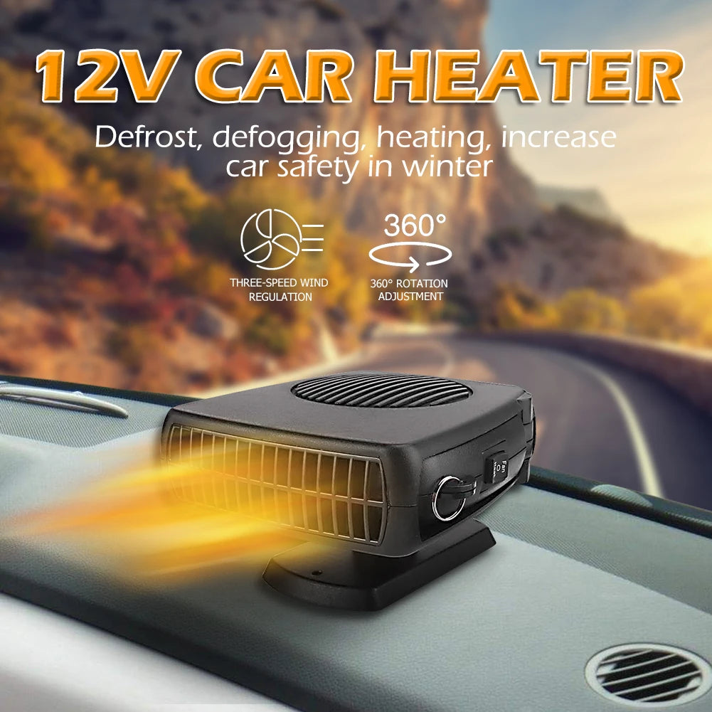 150W Car Heater 12V Electric Cooling Heating Fan Electric Heater Fan Windshield Defogging Demister Defroster Car Supplies