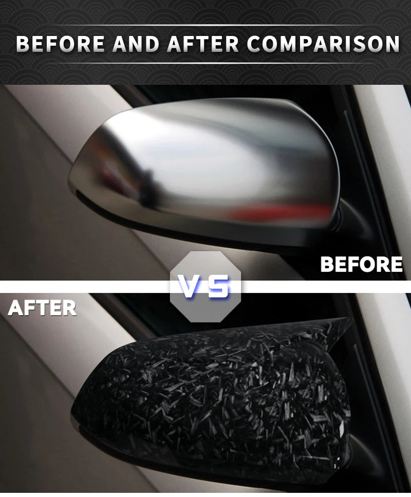 2PCS Black Side Wing Mirror Caps for Audi A3 S3 8P 05-08 A4 S4 B6 B7 8E 8H A6 S6 C6 4F Sticking Mirror Shell Covers