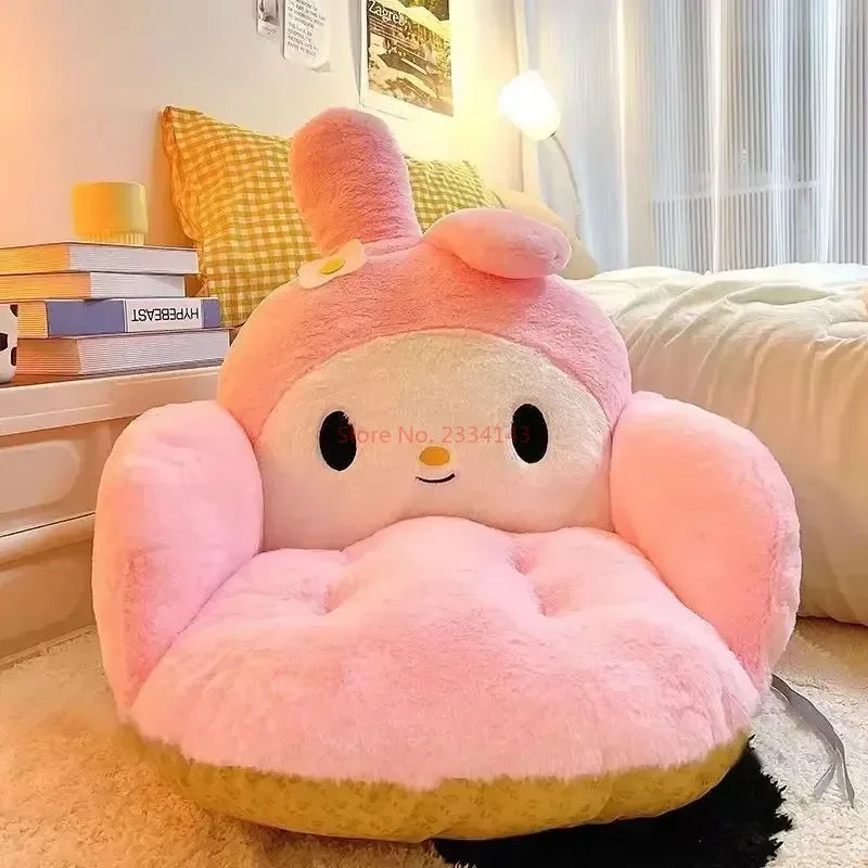 Kawaii Cinnamoroll Big Size Cute Plush Half Surrounded Black Kuromi Cushion Backrest Dormitory Office Non-Slip Chair Cushion