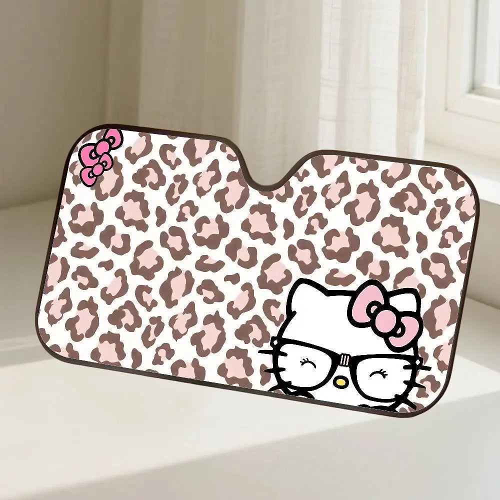 H-Hello Cat K-kitty  Car Sunshade Curtains Windscreen Front Window Visor 70x130cm Sun Visor Solar Protect Plaid Gift Novelty Car