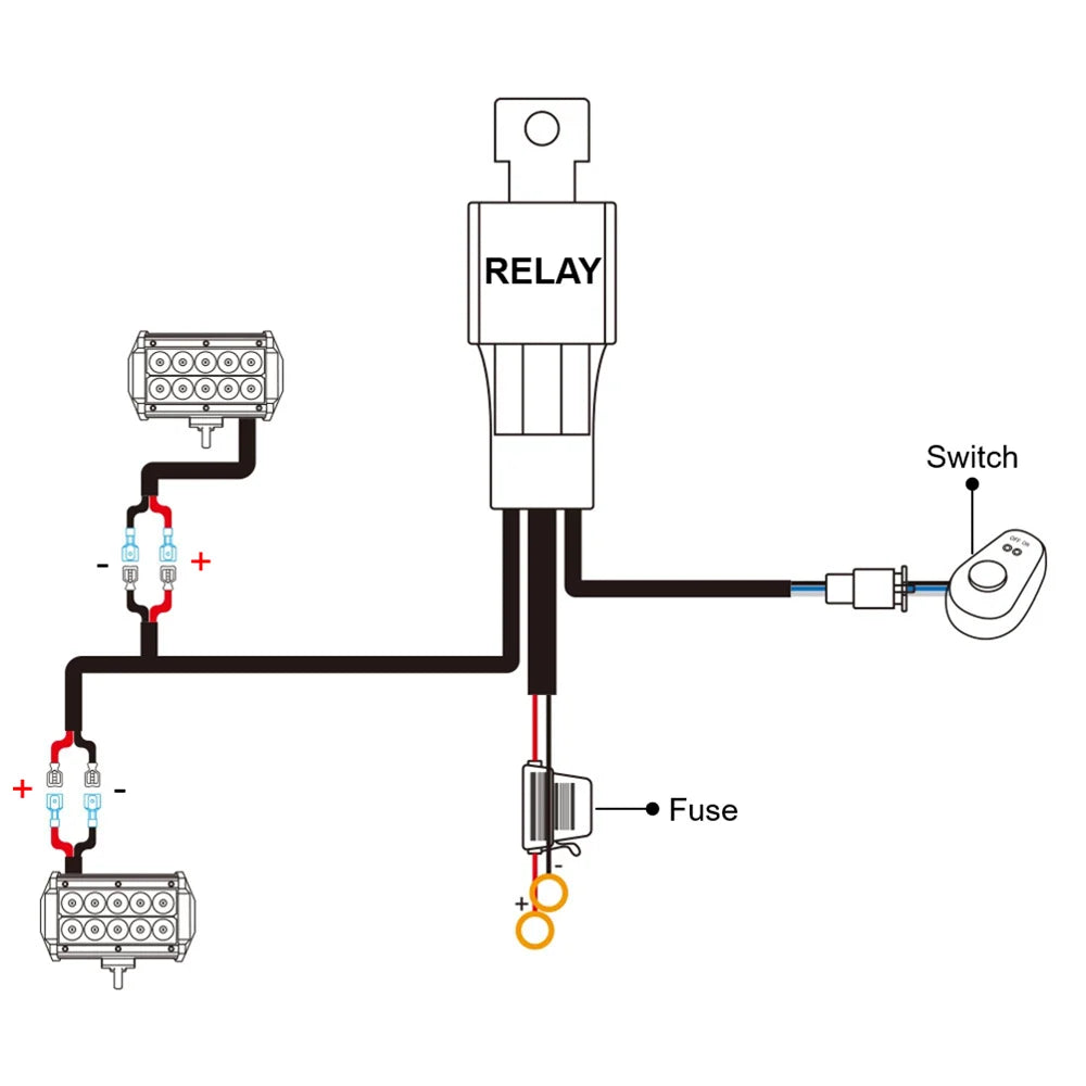 Loom Cable Kit 3M 12V 24V 40A with Fuse Box Wiring Harness Relay Car LED Light Bar Wire for Auto Driving Offroad LED Work Lamp