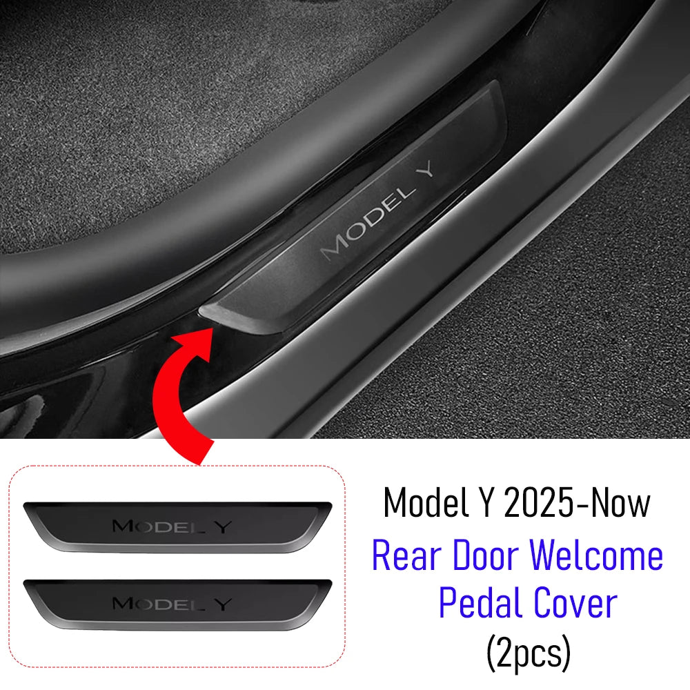 4 6 8Pcs For Tesla Model Y Juniper 2025 2026 Front Rear Door Sill Protector Threshold Strip Anti-kick Guard Panel Waterproof Pad
