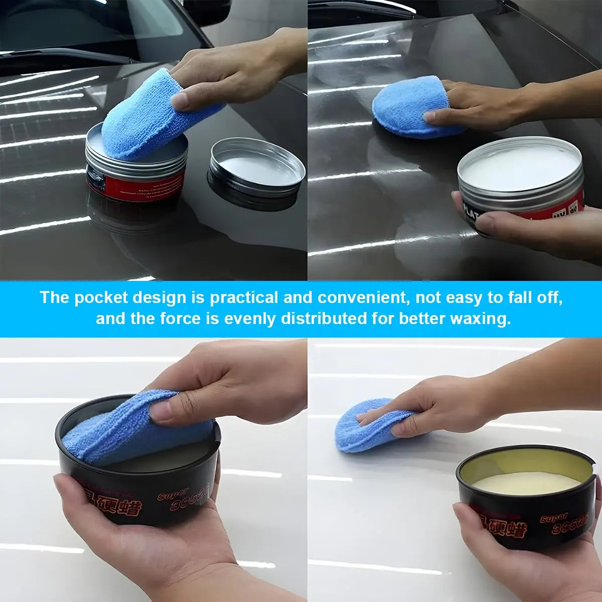 10Pcs Car Waxing Polish Sponges 5 Inch Car Detailing Wax Applicator Pads Round Pocket Microfiber Foam Sponges Car Cleaning Tools