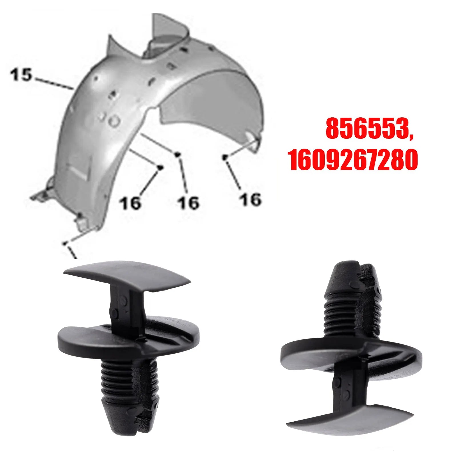 For PEUGEOT 206 207 307 308 Citroen C3 C4 C5 C6 Bumper Fender Liner Wheel Arch Mounting Trim Clip Fasteners Rivets