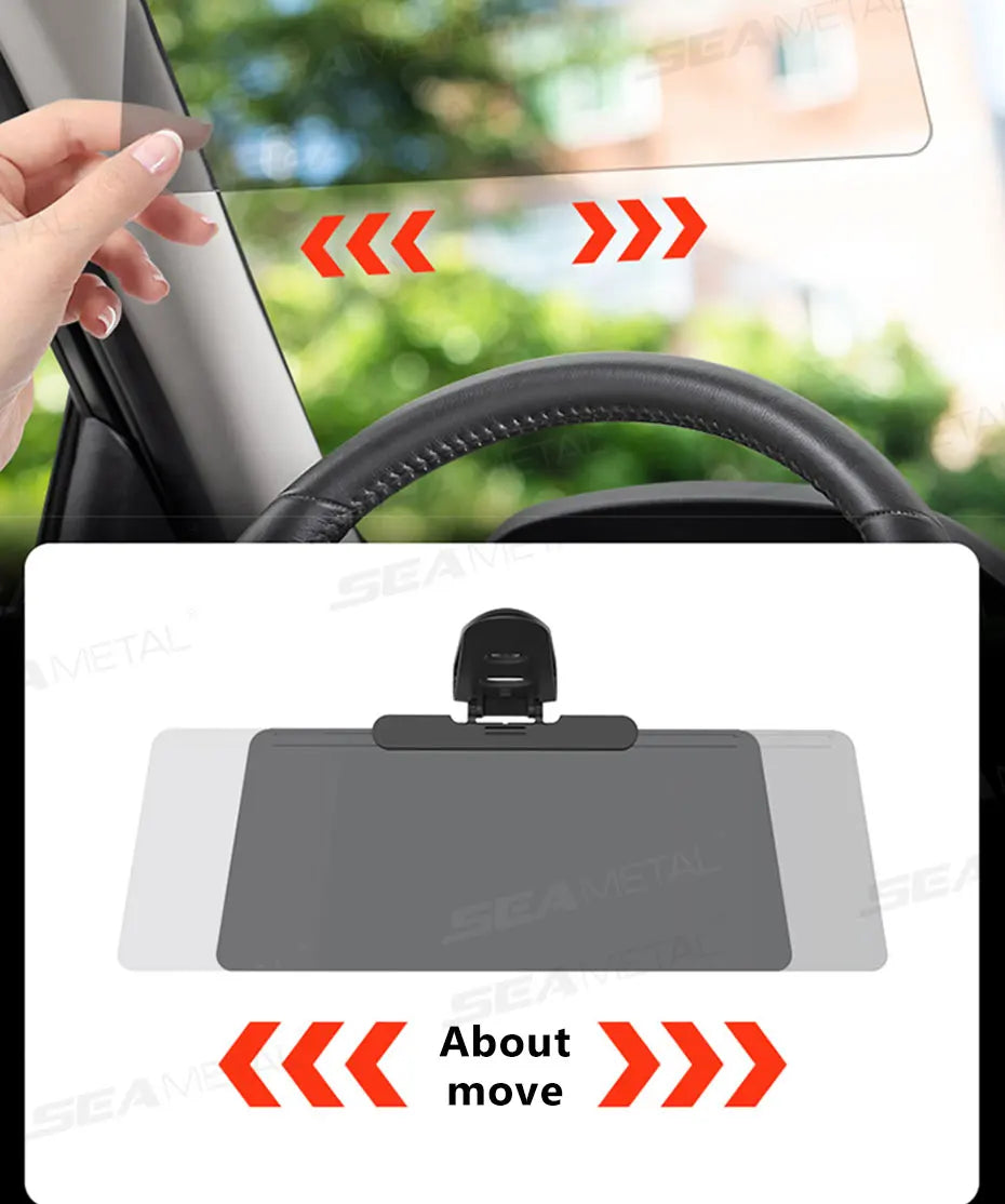 SEAMETAL Car Sun Visor Sunshade Goggles Anti-UV Adjustable Car Mounted Mirror Sun Visor Extender Safety Driving Car Accessories