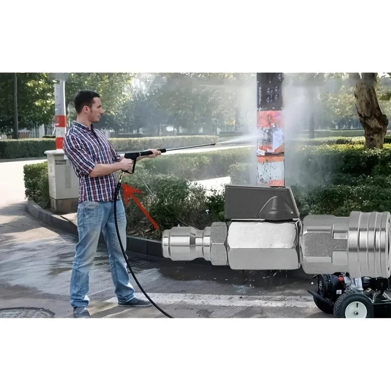 High-Pressure Car Wash Ball Valve with 1/4" Quick Connect - On/Off Switch, 4500 PSI