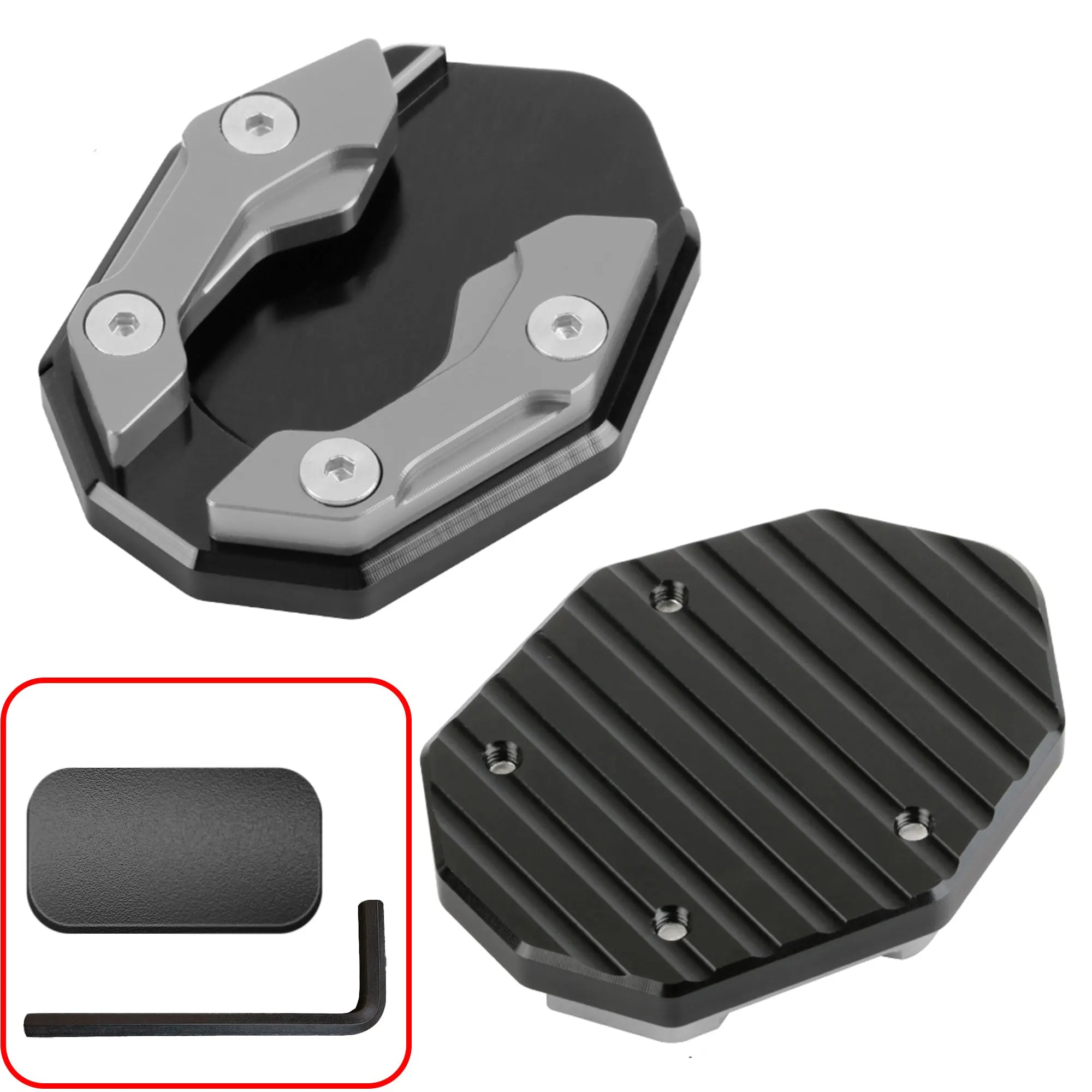 Motorcycle Kickstand Extender Foot Side Stand Extension Pad Support Plate Replacement,Side Parking Stand Foot Pad