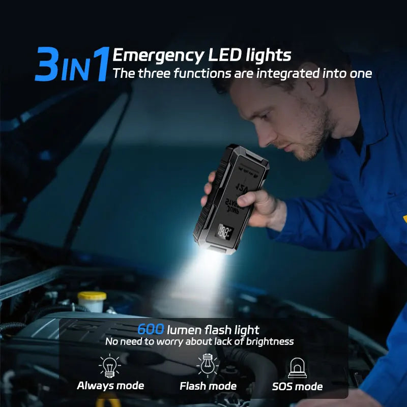 12V Car Emergency Power Supply 6000mAh Car Starting Device Car Starter with Lighting Portable Car Battery Power Bank Accessories