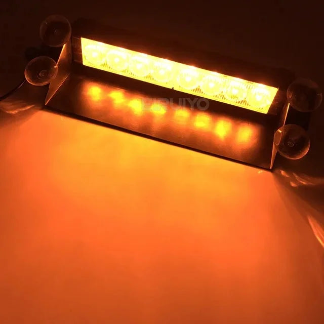 8 LED Police Lights Strobe Light For Car 12V Emergency Signal Lamps Warning Light Auto Truck Flashing Windshield Flash Lighting
