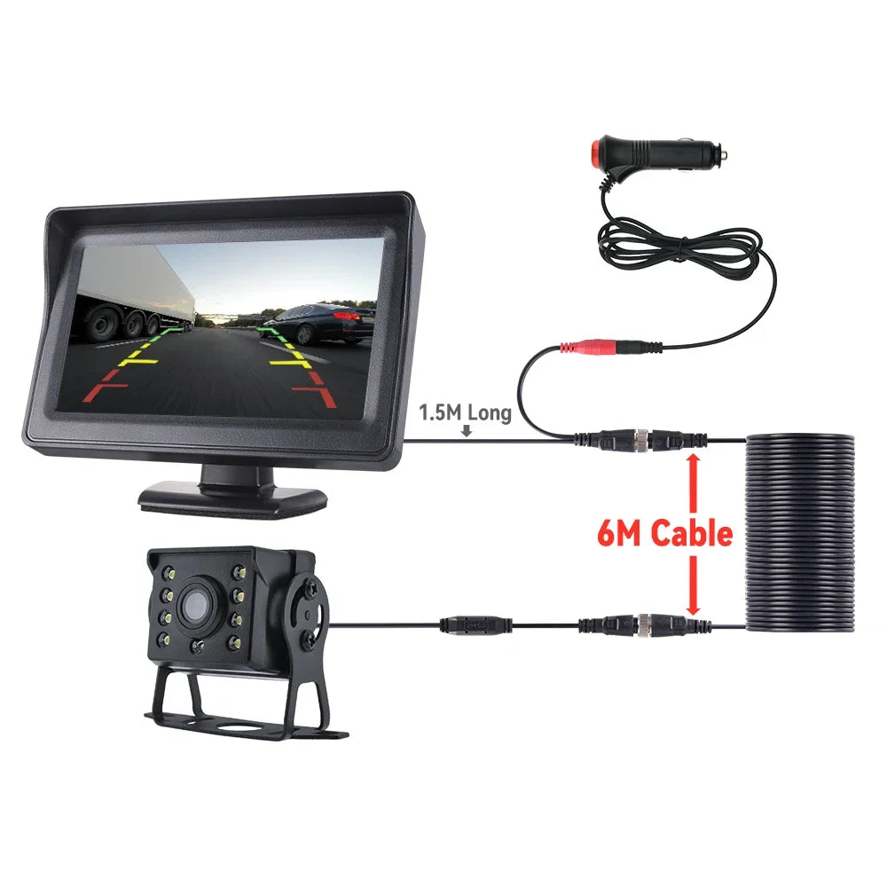 2020 4.3inch LED Display Car Rear View Camera monitor Backup Reverse Camera Kit Night Vision Fits for 12V Car Electrical System