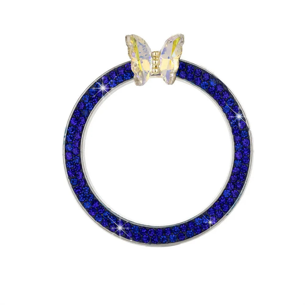1 Pc Rhinestone Crystal Butterfly Ring Car Ignition Button Decorative Cover - Anti-Corrosion, Easy to Install, Upgraded Design
